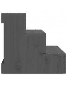 Scala per Animali Grigia 40x37,5x35cm in Legno Massello di Pino