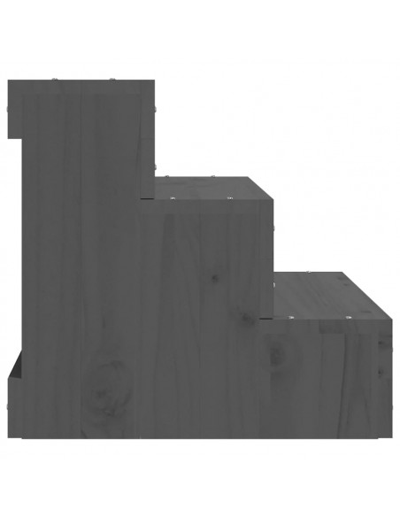 Scala per Animali Grigia 40x37,5x35cm in Legno Massello di Pino