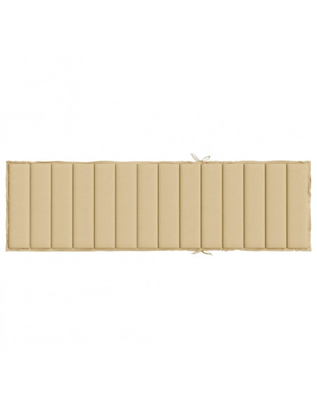 Lettino Prendisole con Cuscino Beige Mélange 200x60x4cm Tessuto