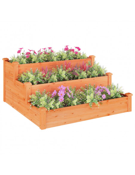 Fioriera Rialzata Giardino Marrone 120x120x56 cm Massello Abete