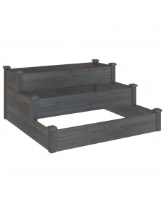 Fioriera Rialzata Giardino Grigia 120x120x56 cm Massello Abete 2