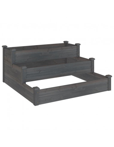 Fioriera Rialzata Giardino Grigia 120x120x56 cm Massello Abete