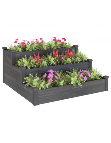 Fioriera Rialzata Giardino Grigia 120x120x56 cm Massello Abete