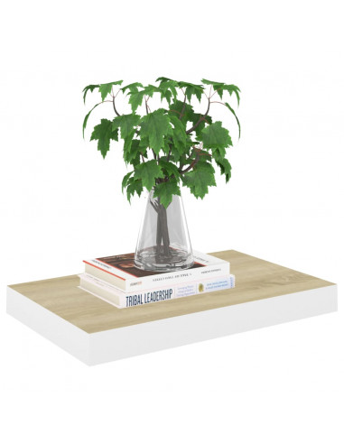 Scaffali a Parete 2 pz Rovere e Bianco 50x23x3,8 cm in MDF