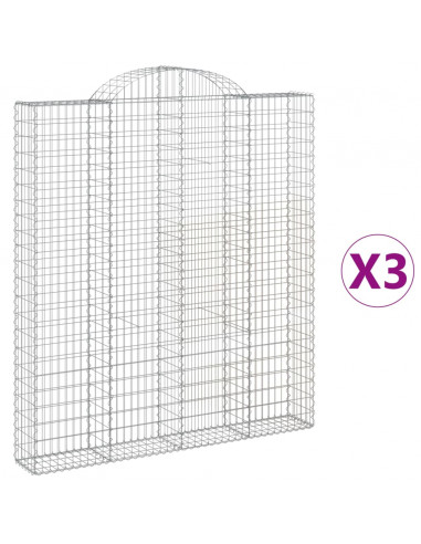 Cesti Gabbioni ad Arco 3 pz 200x30x220/240 cm Ferro Zincato