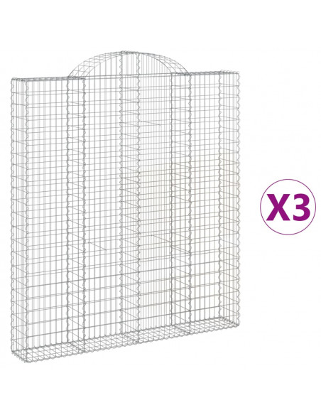 Cesti Gabbioni ad Arco 3 pz 200x30x220/240 cm Ferro Zincato