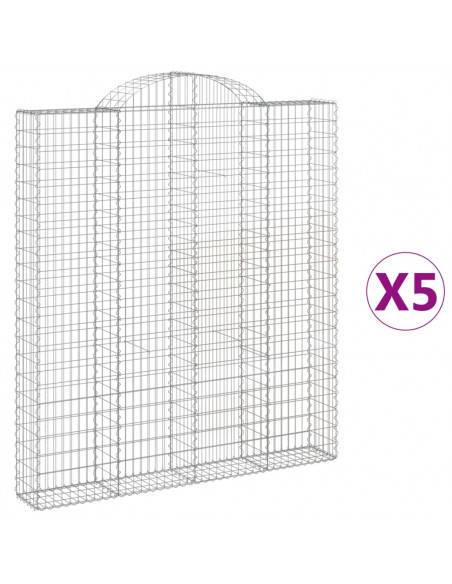 Cesti Gabbioni ad Arco 5 pz 200x30x220/240 cm Ferro Zincato