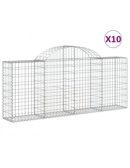 Cesti Gabbioni ad Arco 10 pz 200x30x80/100 cm Ferro Zincato