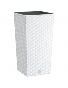 Fioriera con Interno Rimovibile Bianca 11 / 26,5 L in PP Rattan 2