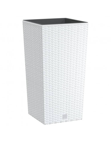 Fioriera con Interno Rimovibile Bianca 11 / 26,5 L in PP Rattan