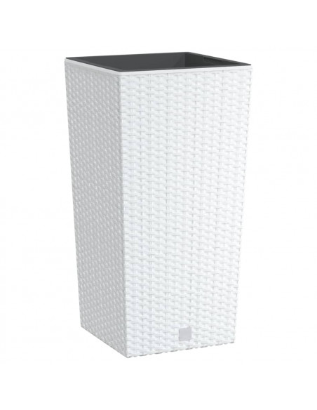 Fioriera con Interno Rimovibile Bianca 11 / 26,5 L in PP Rattan
