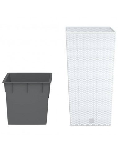 Fioriera con Interno Rimovibile Bianca 11 / 26,5 L in PP Rattan