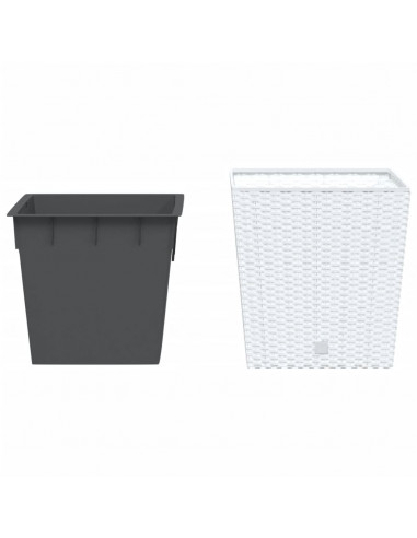 Fioriera con Interno Rimovibile Bianca 21 / 32 L PP Rattan