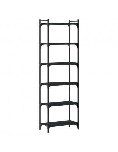 Libreria a 6 Ripiani Nera 60x30x188 cm in Legno Multistrato