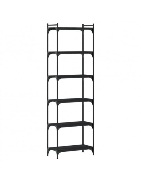 Libreria a 6 Ripiani Nera 60x30x188 cm in Legno Multistrato