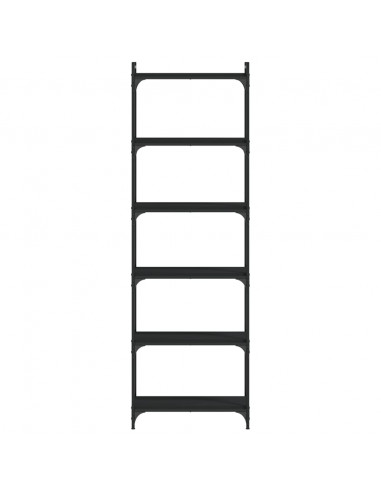 Libreria a 6 Ripiani Nera 60x30x188 cm in Legno Multistrato