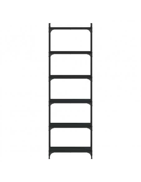 Libreria a 6 Ripiani Nera 60x30x188 cm in Legno Multistrato