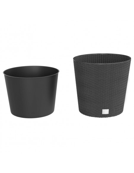 Fioriera con Interno Rimovibile Antracite 35 / 37,5 L PP Rattan