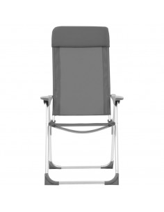 Sedie Pieghevoli da Campeggio 4 pz Grigio in Alluminio