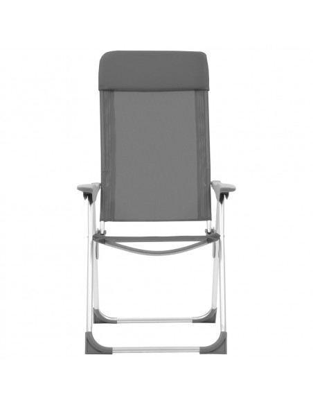 Sedie Pieghevoli da Campeggio 4 pz Grigio in Alluminio