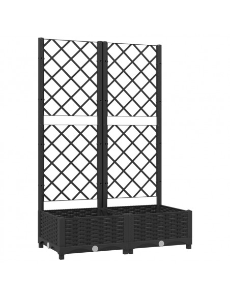 Fioriera da Giardino con Graticcio Nero 80x40x121,5 cm in PP
