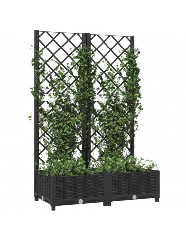 Fioriera da Giardino con Graticcio Nero 80x40x121,5 cm in PP