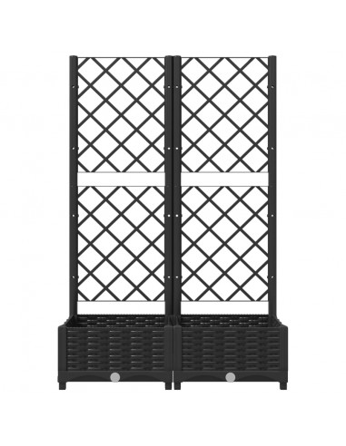 Fioriera da Giardino con Graticcio Nero 80x40x121,5 cm in PP