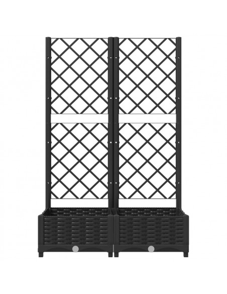 Fioriera da Giardino con Graticcio Nero 80x40x121,5 cm in PP