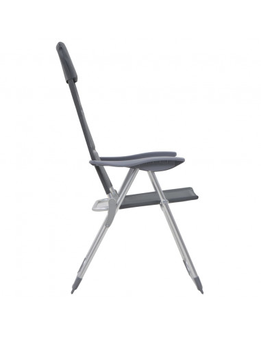 Sedie da Campeggio 2 pz in Alluminio Grigio 58x69x111 cm