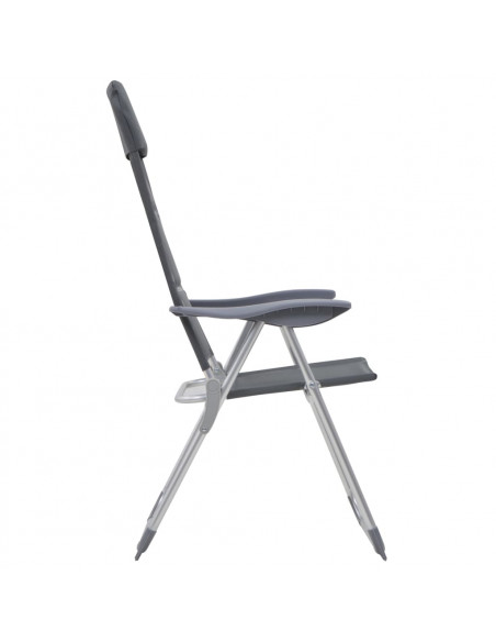 Sedie da Campeggio 2 pz in Alluminio Grigio 58x69x111 cm