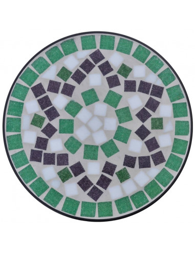 Tavolino per Piante con Mosaico Verde e Bianco