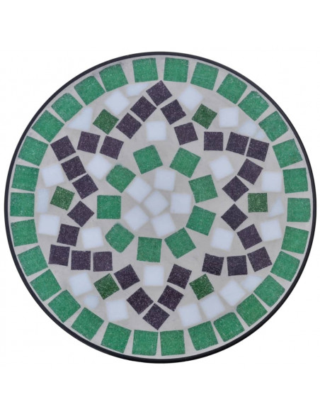 Tavolino per Piante con Mosaico Verde e Bianco