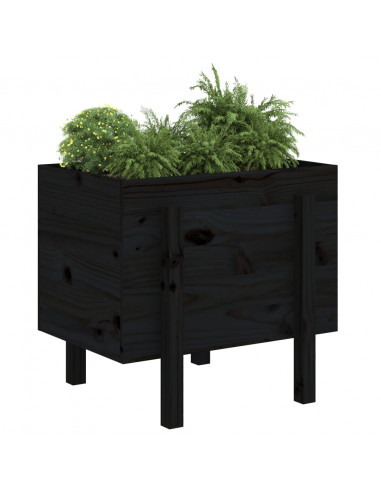 Fioriera da Giardino Nera 62x50x57 cm in Legno Massello di Pino