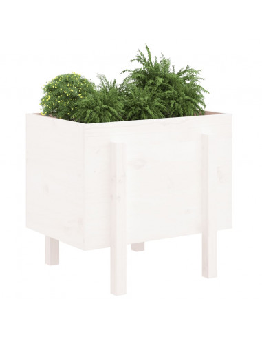Fioriera da Giardino Bianca 62x50x57 cm Legno Massello di Pino