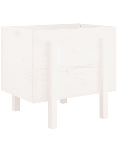 Fioriera da Giardino Bianca 62x50x57 cm Legno Massello di Pino