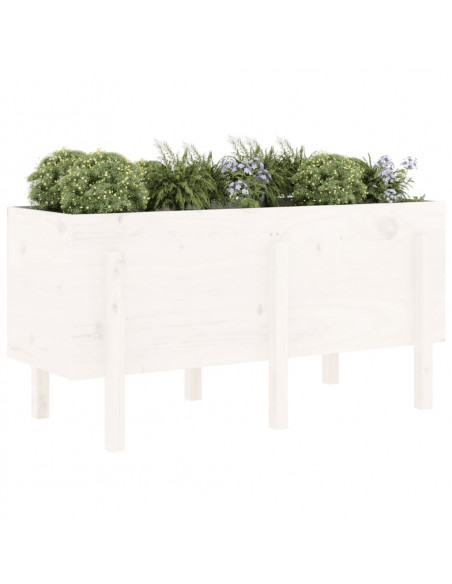 Fioriera Rialzata da Giardino Bianca 121x50x57 cm Massello Pino