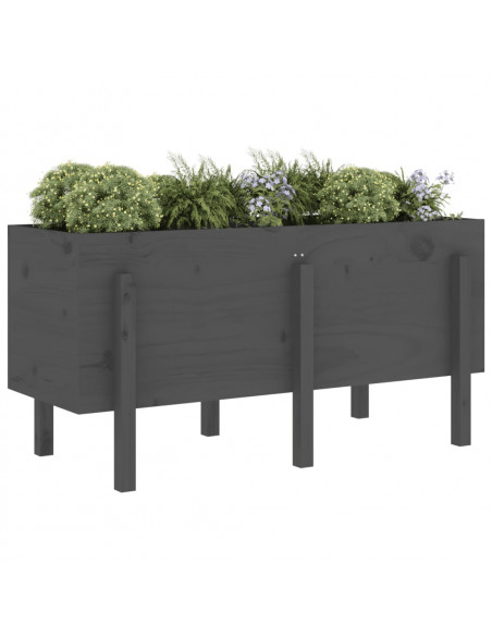 Fioriera Rialzata da Giardino Grigia 121x50x57 cm Massello Pino