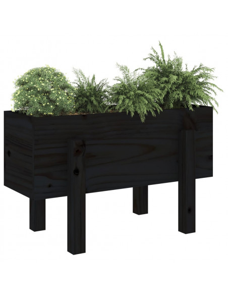 Fioriera da Giardino Nera 62x30x38 cm Legno Massello di Pino