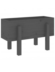Fioriera da Giardino Grigia 62x30x38 cm Legno Massello di Pino 2