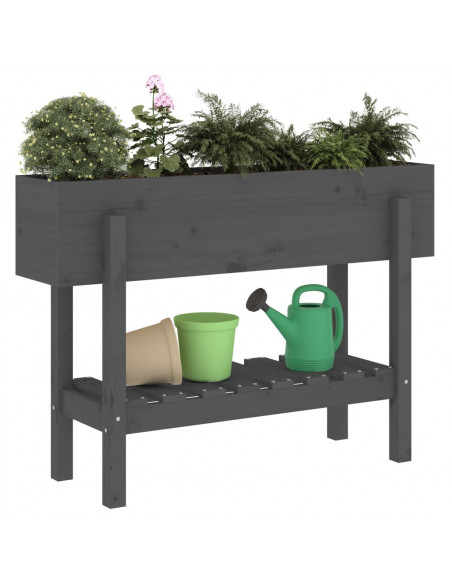 Fioriera Rialzata da Giardino Grigia 101x30x69 cm Massello Pino