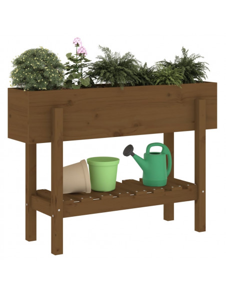 Fioriera Rialzata da Giardino Miele 101x30x69 cm Massello Pino