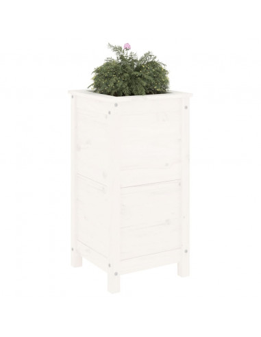 Fioriera da Giardino Bianca 40x40x78 cm Legno Massello di Pino