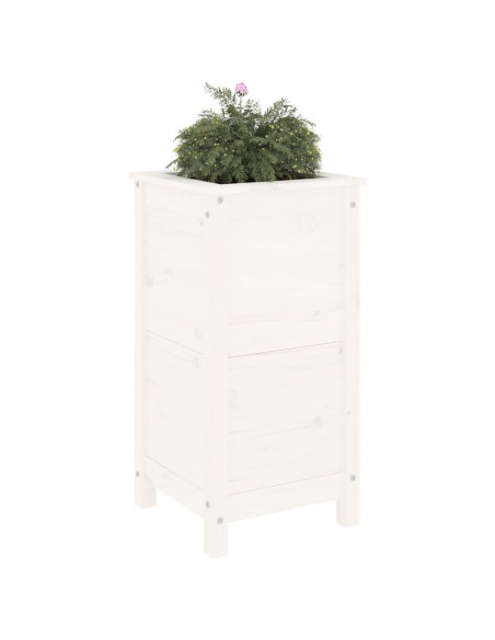 Fioriera da Giardino Bianca 40x40x78 cm Legno Massello di Pino