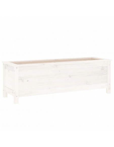 Fioriera Rialzata Giardino Bianca 119,5x40x39 cm Massello Pino