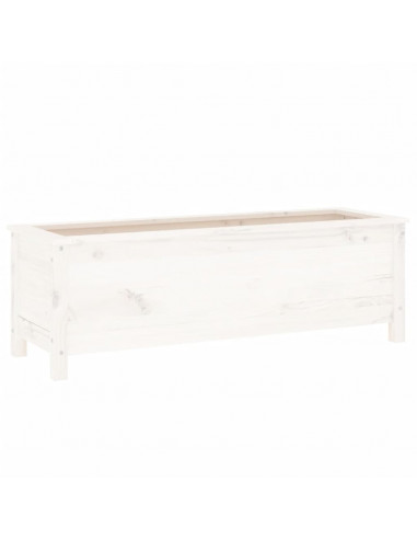Fioriera Rialzata Giardino Bianca 119,5x40x39 cm Massello Pino