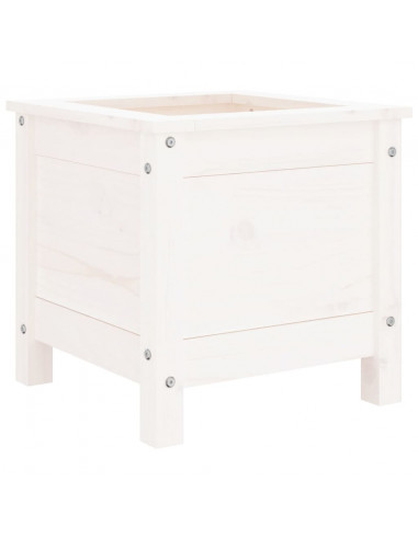 Fioriera da Giardino Bianca 40x40x39 cm Legno Massello di Pino
