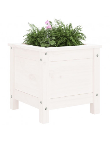 Fioriera da Giardino Bianca 40x40x39 cm Legno Massello di Pino