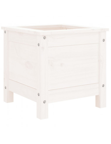 Fioriera da Giardino Bianca 40x40x39 cm Legno Massello di Pino