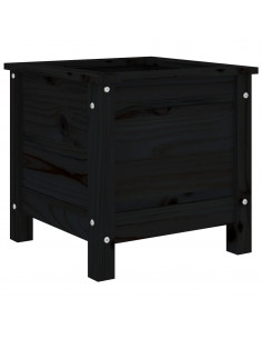 Fioriera da Giardino Nera 40x40x39 cm Legno Massello di Pino 2