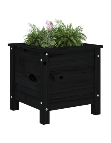 Fioriera da Giardino Nera 40x40x39 cm Legno Massello di Pino